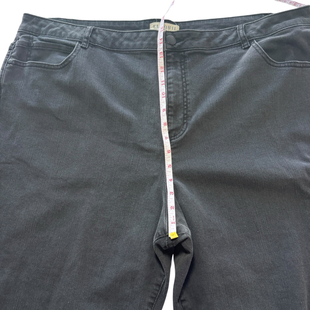 ELOQUII Washed Black Straight Jeans Stretch‎ Distressed Busted Knee Plus Size 24 - Picture 14 of 15
